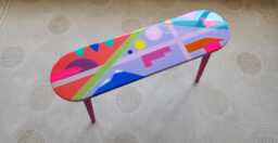 Handmade Oval Resin Side Table Memphis Style Art Furniture