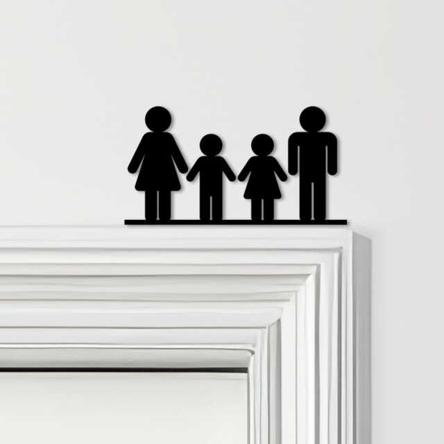 Door Topper Family Of 4, 1 Boy Girl Various Colours Decorative Sign - Sign, Novelty Wall Decor, Frame Art, Art - image 1