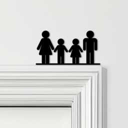 Door Topper Family Of 4, 1 Boy Girl Various Colours Decorative Sign - Sign, Novelty Wall Decor, Frame Art, Art - thumbnail 1
