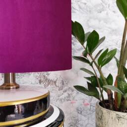 Plum Purple Velvet & Tropical Lampshade With Dark Monkey Lining - thumbnail 2