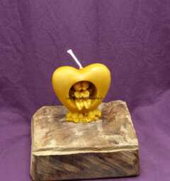 "Natural Beeswax Candle ""Couple Of Angels in A Heart"