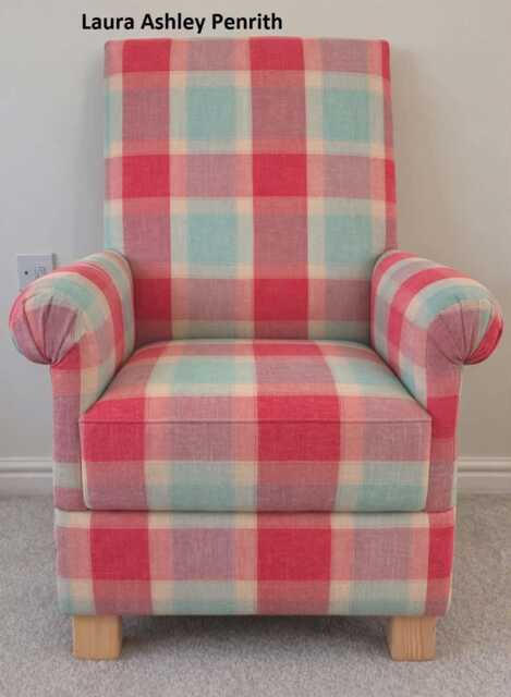 Adult Armchairs Laura Ashley Josette Fabric Chairs Midnight Blue Navy Grey Duck Egg Accent Small Nursery Bedroom Penrith Check Newquay - image 1