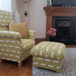 Adult Armchairs Laura Ashley Josette Fabric Chairs Midnight Blue Navy Grey Duck Egg Accent Small Nursery Bedroom Penrith Check Newquay - thumbnail 4