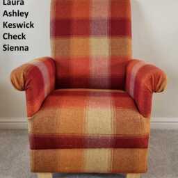 Adult Armchairs Laura Ashley Josette Fabric Chairs Midnight Blue Navy Grey Duck Egg Accent Small Nursery Bedroom Penrith Check Newquay - thumbnail 2