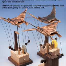 Wooden Flying Manta Ray Automata - Kinetic Sculpture Automaton Wood Carving Figurine Moving Art Christmas Gift - thumbnail 4
