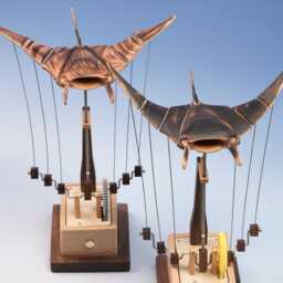 Wooden Flying Manta Ray Automata - Kinetic Sculpture Automaton Wood Carving Figurine Moving Art Christmas Gift - thumbnail 3