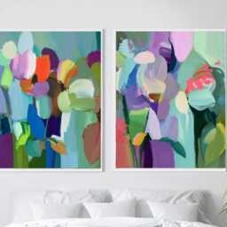 Turquoise & Mint Set Of 2 Abstract Prints Teal Blue Wall Art For Home Decor - thumbnail 3