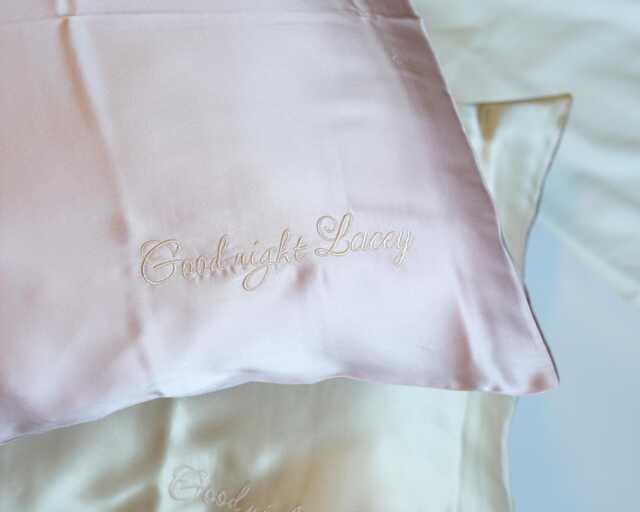 Personalized Pure Silk Pillowcase, Custom Embroidered Name, Skin Hair Care, Hypoallergenic, Eu Oeko-Tex Certified - image 1