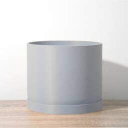 "Minimalist Planter With Drainage & Saucer in Steel Gray, Unique & Modern 3D-Printed Plant Pot, Sizes 4"" 5"" 6"" 7"" 8" - thumbnail 2