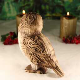 Carved Ash Wood Owl Sculpture Celtic Totem Animal Figurine - thumbnail 4
