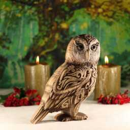 Carved Ash Wood Owl Sculpture Celtic Totem Animal Figurine - thumbnail 3
