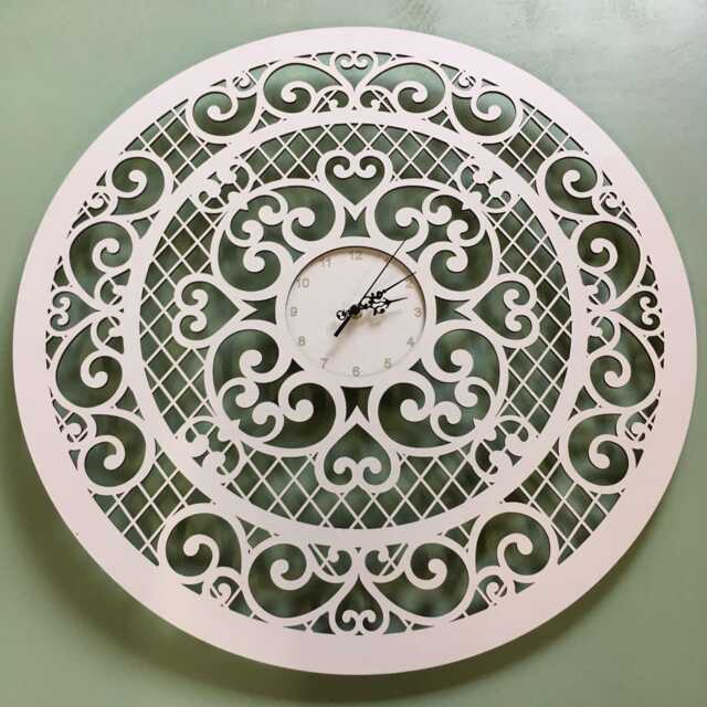 Wooden Wall Clock Victoria 60cm Silent Laser-Cut Birch - image 1