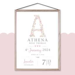 Personalised New Baby Girl Print Floral Letter Nursery Decor - PDF Option - thumbnail 2