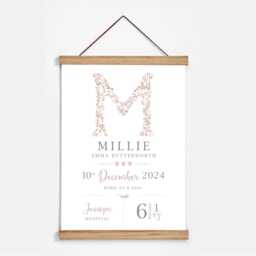 Personalised New Baby Girl Print Floral Letter Nursery Decor - PDF Option - thumbnail 3