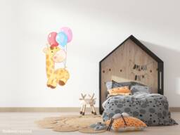 Large Giraffe Wall Sticker , With Balloons Art Safari Jungle Decor Childrens Room Decorations - Thevinylcreations - thumbnail 1
