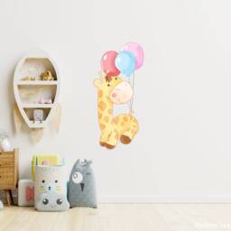 Large Giraffe Wall Sticker , With Balloons Art Safari Jungle Decor Childrens Room Decorations - Thevinylcreations - thumbnail 3
