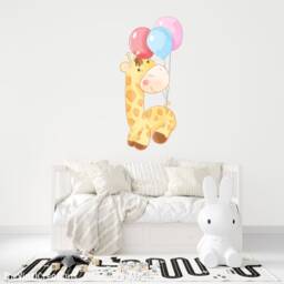 Large Giraffe Wall Sticker , With Balloons Art Safari Jungle Decor Childrens Room Decorations - Thevinylcreations - thumbnail 2