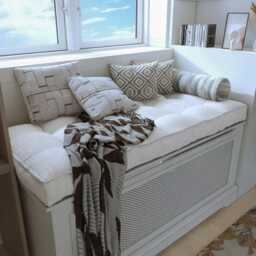 Linen Window Seat Cushion, Indoor Bench French Style Floor Cushion - thumbnail 1