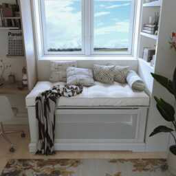 Linen Window Seat Cushion, Indoor Bench French Style Floor Cushion - thumbnail 2