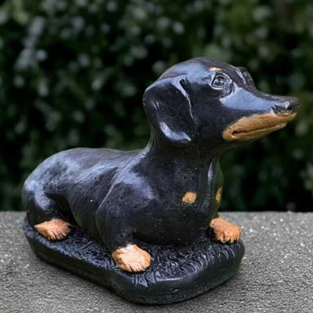 Black Dachshund Dog Statue Concrete Sculpture Outdoor Pet Decoration Handmade Art Memorial Decor Dog Lover Gift - image 1