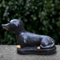 Black Dachshund Dog Statue Concrete Sculpture Outdoor Pet Decoration Handmade Art Memorial Decor Dog Lover Gift - thumbnail 4