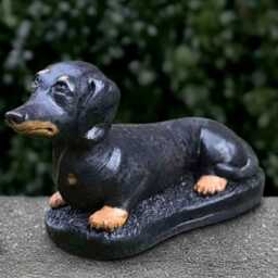 Black Dachshund Dog Statue Concrete Sculpture Outdoor Pet Decoration Handmade Art Memorial Decor Dog Lover Gift - thumbnail 2