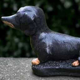Black Dachshund Dog Statue Concrete Sculpture Outdoor Pet Decoration Handmade Art Memorial Decor Dog Lover Gift - thumbnail 3
