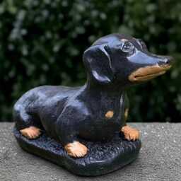 Black Dachshund Dog Statue Concrete Sculpture Outdoor Pet Decoration Handmade Art Memorial Decor Dog Lover Gift - thumbnail 1