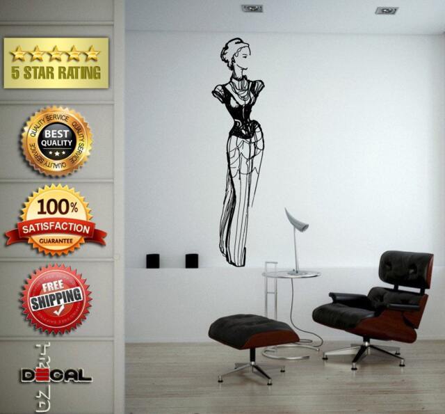 Flower Pattern Dress Girl Model Bride Beautiful Fashion Woman Pretty Design Wall Window Sticker Decal Vinyl Silhouette Decor L1870 - image 1