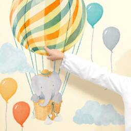 Small Elephant in Basket Neutral - Fabric Wall Decal Nursery Daydreams Collection Mej - thumbnail 3