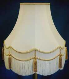Handmade Cream Dupion Lampshade Traditional Gold Tassel Fringe - thumbnail 1