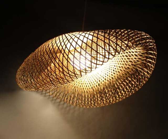 "Hand Woven Bamboo Pendant Light, Romantic Bar Decor, Size 31.4"" X 21.6"" 25" - image 1