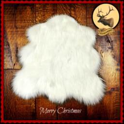 Faux Sheepskin Christmas Tree Skirt - Shaggy Fur Pelt Rug - thumbnail 2