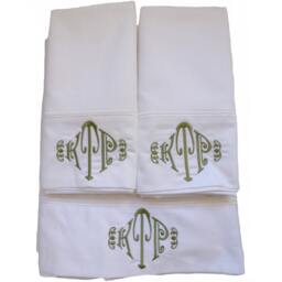 600 Thread Count Sheets in White, Monogrammed - King Size - thumbnail 4