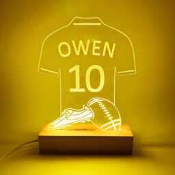 Personalised Rugby Shirt Acrylic Led Light/ Playroom Bedroom Mancave Night Light - thumbnail 3
