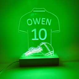 Personalised Rugby Shirt Acrylic Led Light/ Playroom Bedroom Mancave Night Light - thumbnail 1