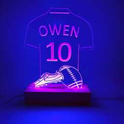 Personalised Rugby Shirt Acrylic Led Light/ Playroom Bedroom Mancave Night Light - thumbnail 2