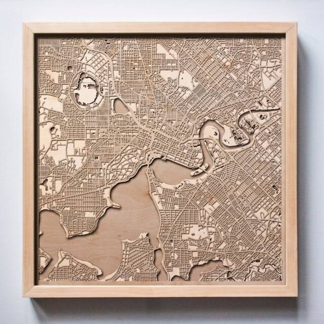 Perth Wooden Street Map - Laser Cut Wood City Art, Framed Wall Decor - image 1