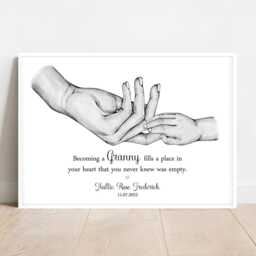 Personalised Grandparent Nan Nanny Nana Print Gift Baby Birth Hands One Child Only Unframed - thumbnail 3