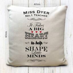 Personalised School Teacher Tutor Thank You Gift End Of Term Graduation Cushion Cover - A Big Heart With Your Teachers Name 40cm 16 Inch - thumbnail 3