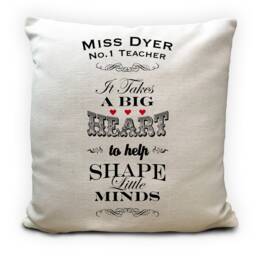 Personalised School Teacher Tutor Thank You Gift End Of Term Graduation Cushion Cover - A Big Heart With Your Teachers Name 40cm 16 Inch - thumbnail 1