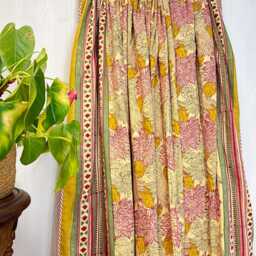 Pure Soft Cotton Indian Floral Dohar Reversible Bed/Sofa Throw Summer Quilted King Size Handprint White Pink Mustard Bloom Garden Stripe - thumbnail 3