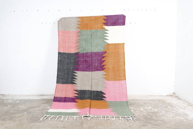 Colorful Kilim Moroccan Rug Handmade Flat Weave Wool Boujad Rug - image 1