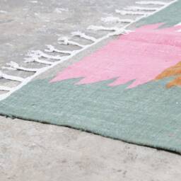 Colorful Kilim Moroccan Rug Handmade Flat Weave Wool Boujad Rug - thumbnail 3