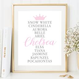 Personalized Princess Baby Girl Print, Fairytale Name Wall Art, Nursery Shower Gift, Gift - thumbnail 2