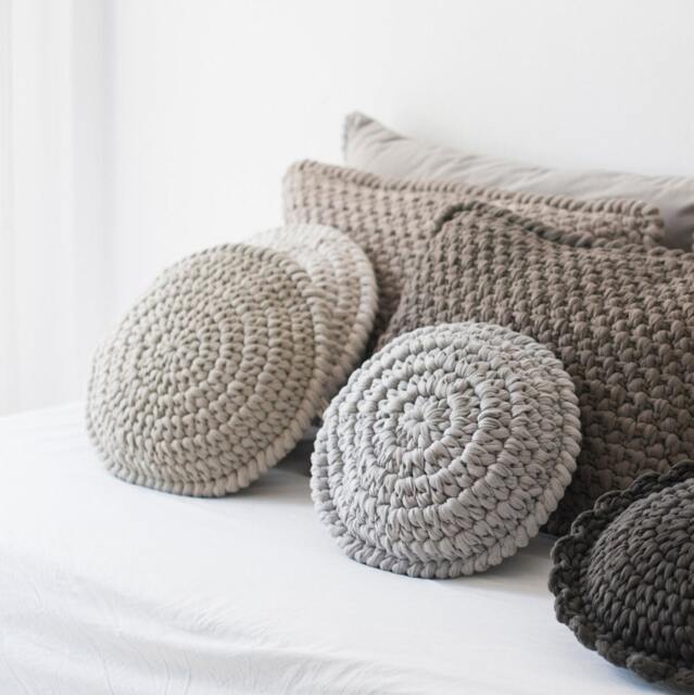 Couple Of Cotton Round Stuffed Pillows/Crochet Home Decor Cushion - image 1