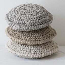 Couple Of Cotton Round Stuffed Pillows/Crochet Home Decor Cushion - thumbnail 3