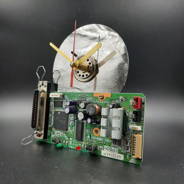 Recycled Computer Part Clock Handmade Tech Steampunk Desk Decor - image 1