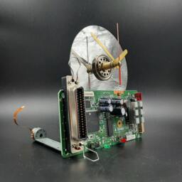 Recycled Computer Part Clock Handmade Tech Steampunk Desk Decor - thumbnail 2