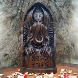 Cthulhu Altar Statue Lovecraftian Ash Wood Carving - thumbnail 2